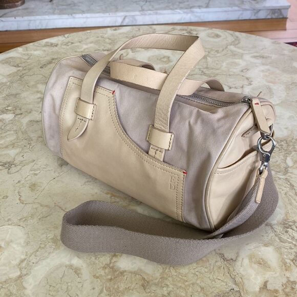 ED Ellen Degeneres Leather & Canvas Barrel Bag w/ Detachable Strap - Picture 2 of 16